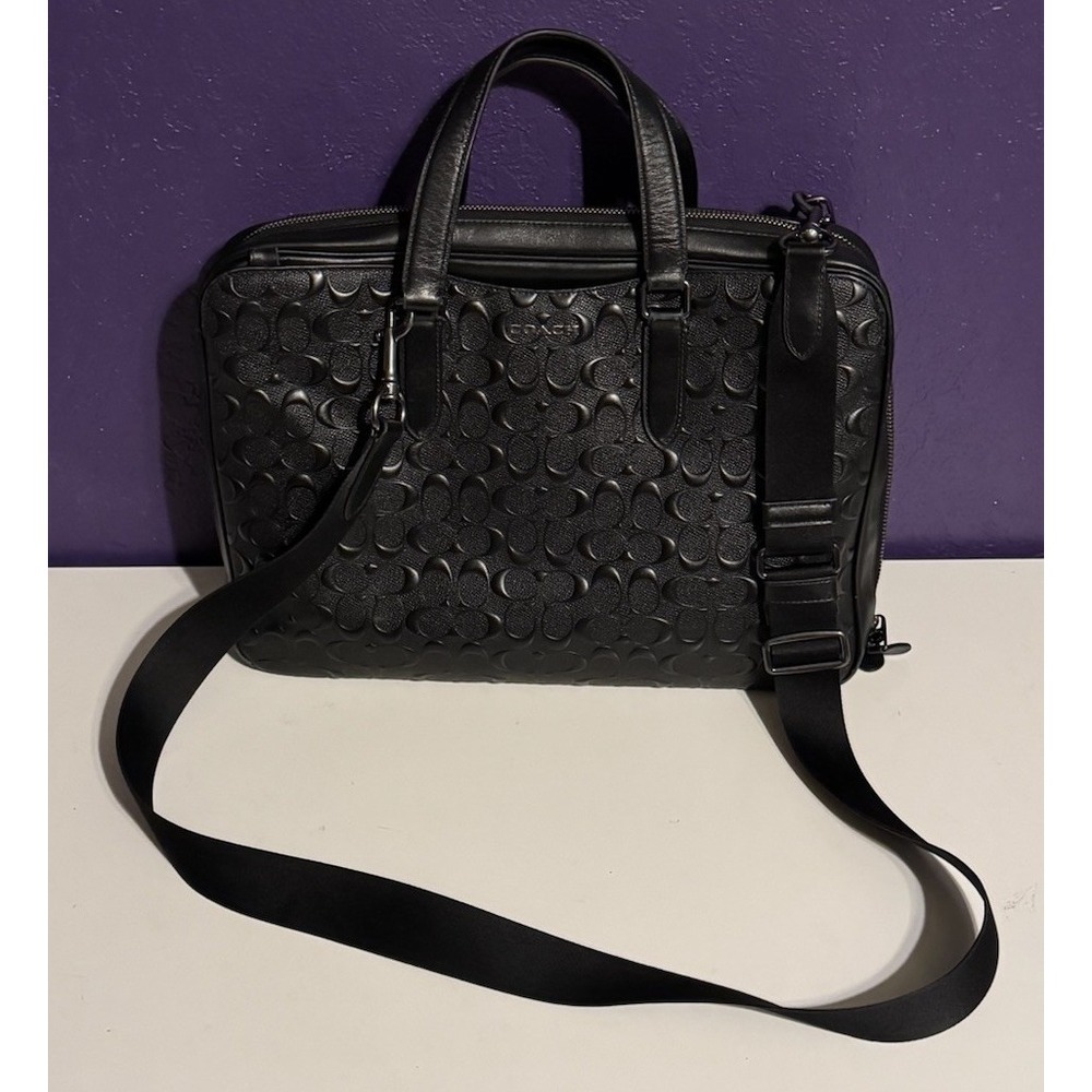 Coach Beckett Slim Brief Laptop Carrier Signature Crossgrain Leather F72977
